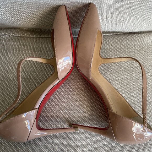 Christian Louboutin Nude Patent Leather Jumping Cross Strap Pump - Picture 8 of 14